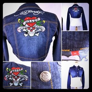 Ed Hardy cropped denim jacket, sz m
